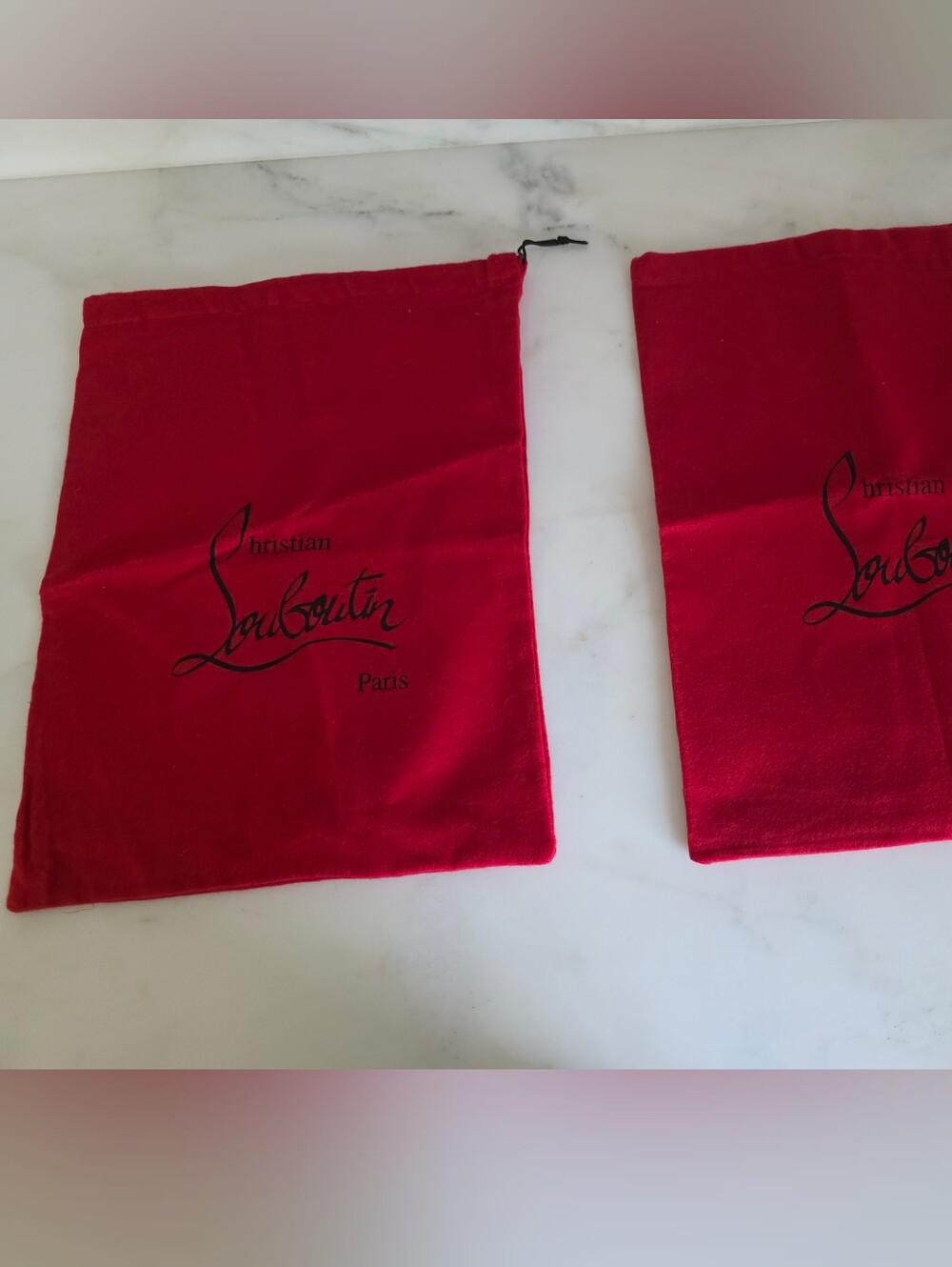 Authentic Christian Louboutin Red Velvet Dust Bag Set of 2 Shoe Storage Bags